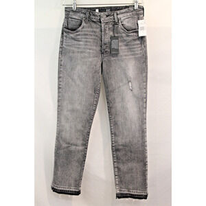 Kut from the Kloth Rosa Vintage Straight High Rise Jeans size 6T Black Raw Hem